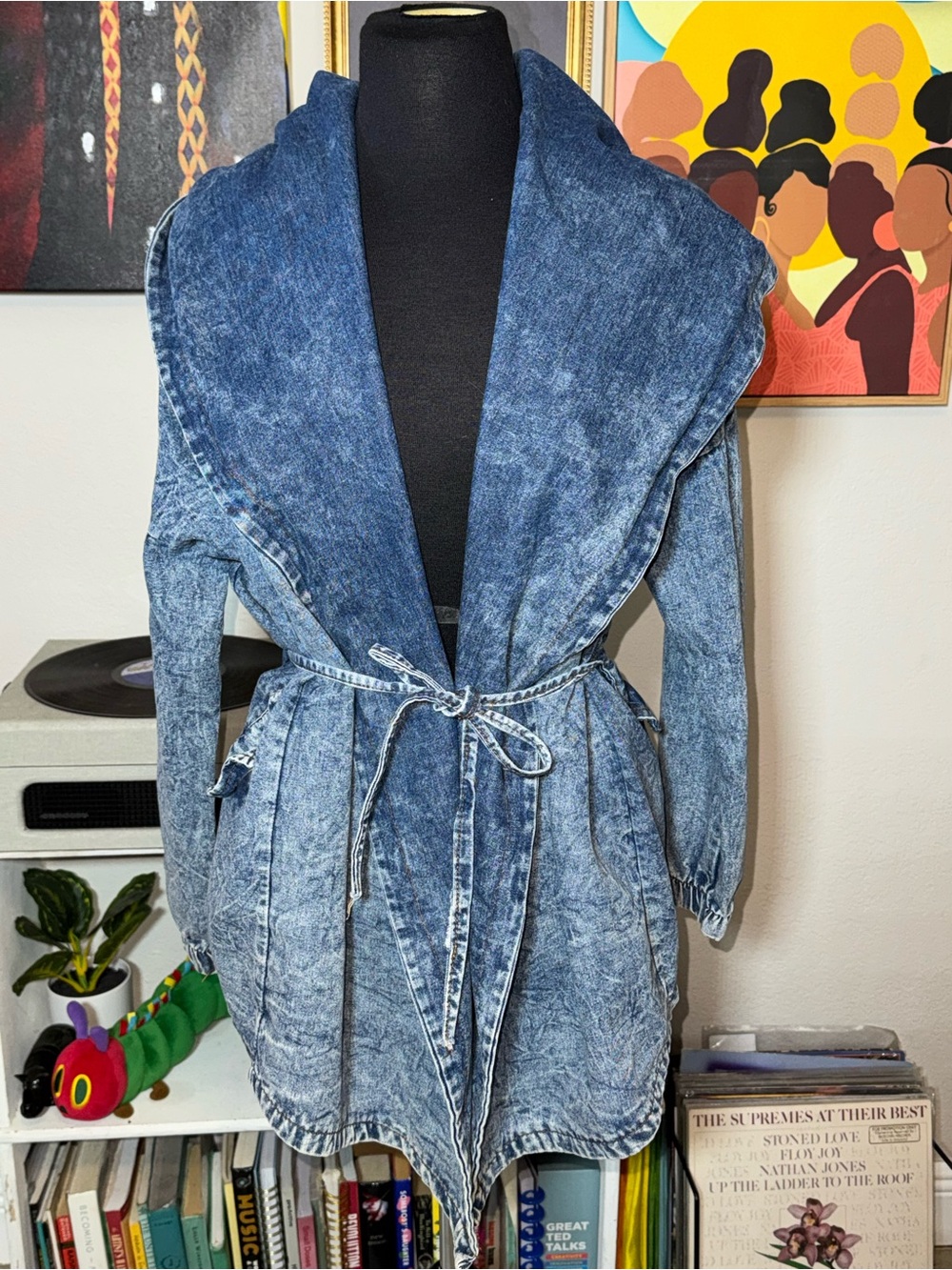Washed Blue Denim Belted Jacket